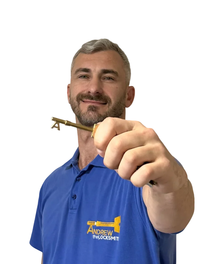 Andrew the Locksmith, qualified locksmith in Harrow, holding a key