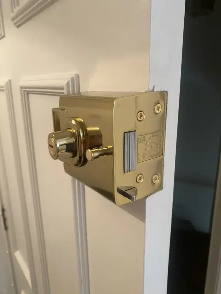 British Standard marking on a brass Banham lock, fitted in Harrow
